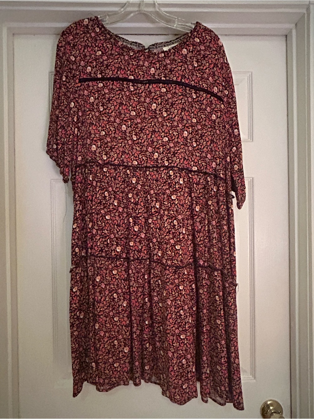 Knox Rose Burgundy Floral Tiered Midi Dress